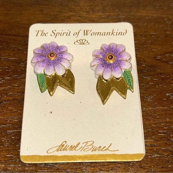 Laurel Burch Jewelry - New, Laurel Burch Spirit of Womankind Flower Hand Painted Pierced Earrings